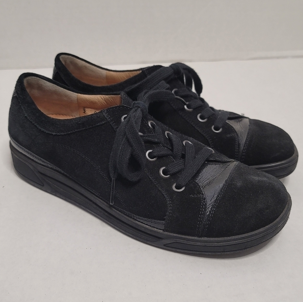 Hartjes Leather Black Lace Up Sneakers
